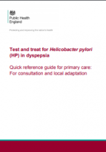 Test and treat for Helicobacter pylori (HP) in dyspepsia: Quick reference guide for primary care: For consultation and local adaptation